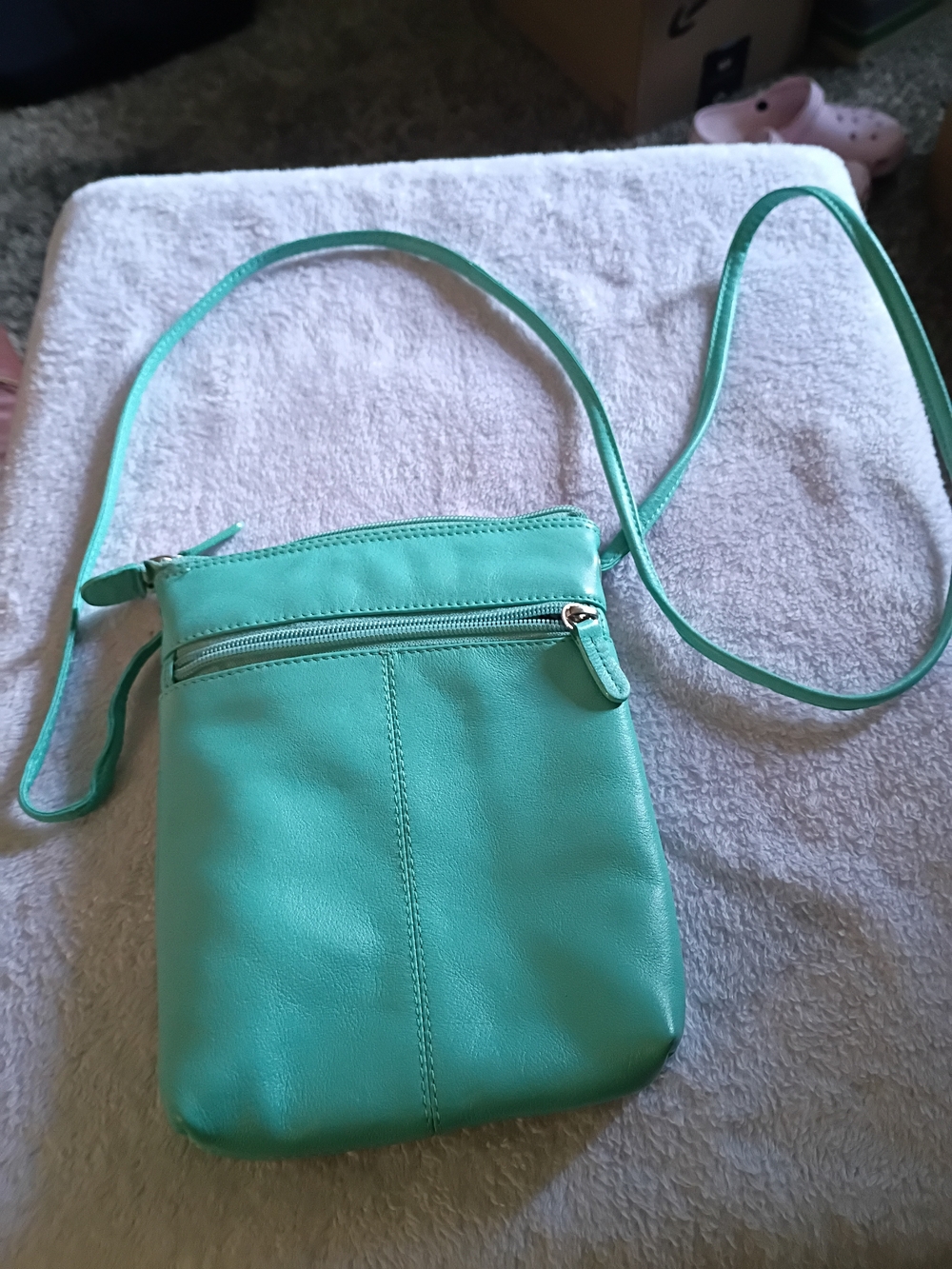 ILI Genuine Leather Turquoise Crossbody Shoulder Bag - Women